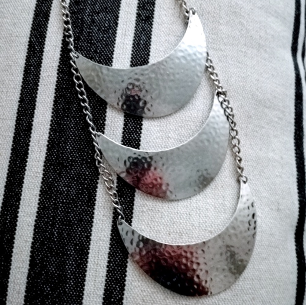 Statement Three Plate Silver Necklace - image 3